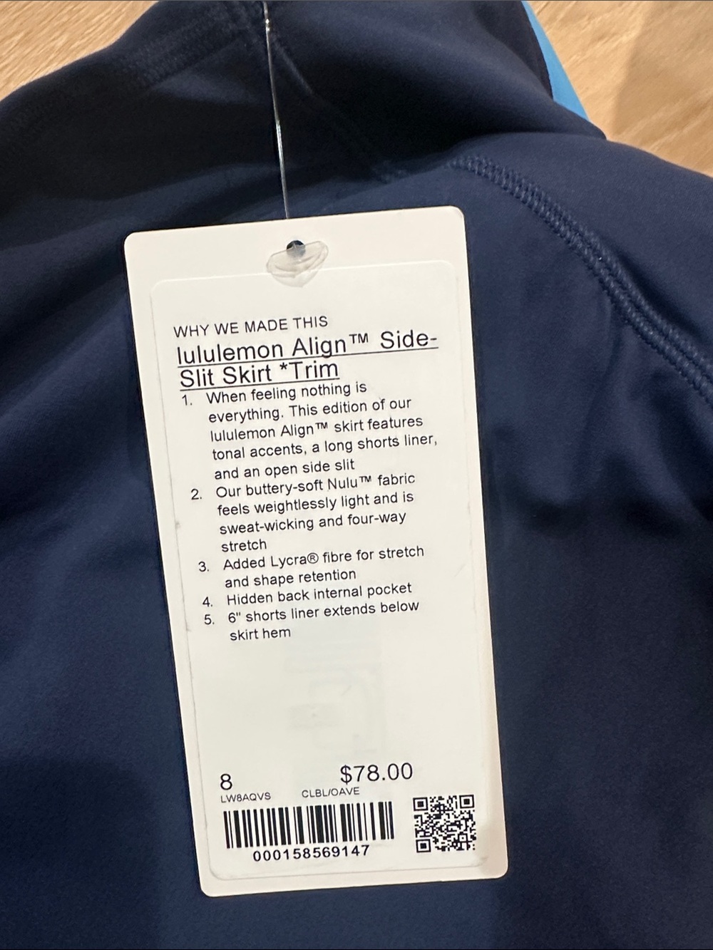 NWT Lululemon Align Side-Slit Skirt Layered Trim Size 8 Club Blue/Ocean Wave - Picture 8 of 8
